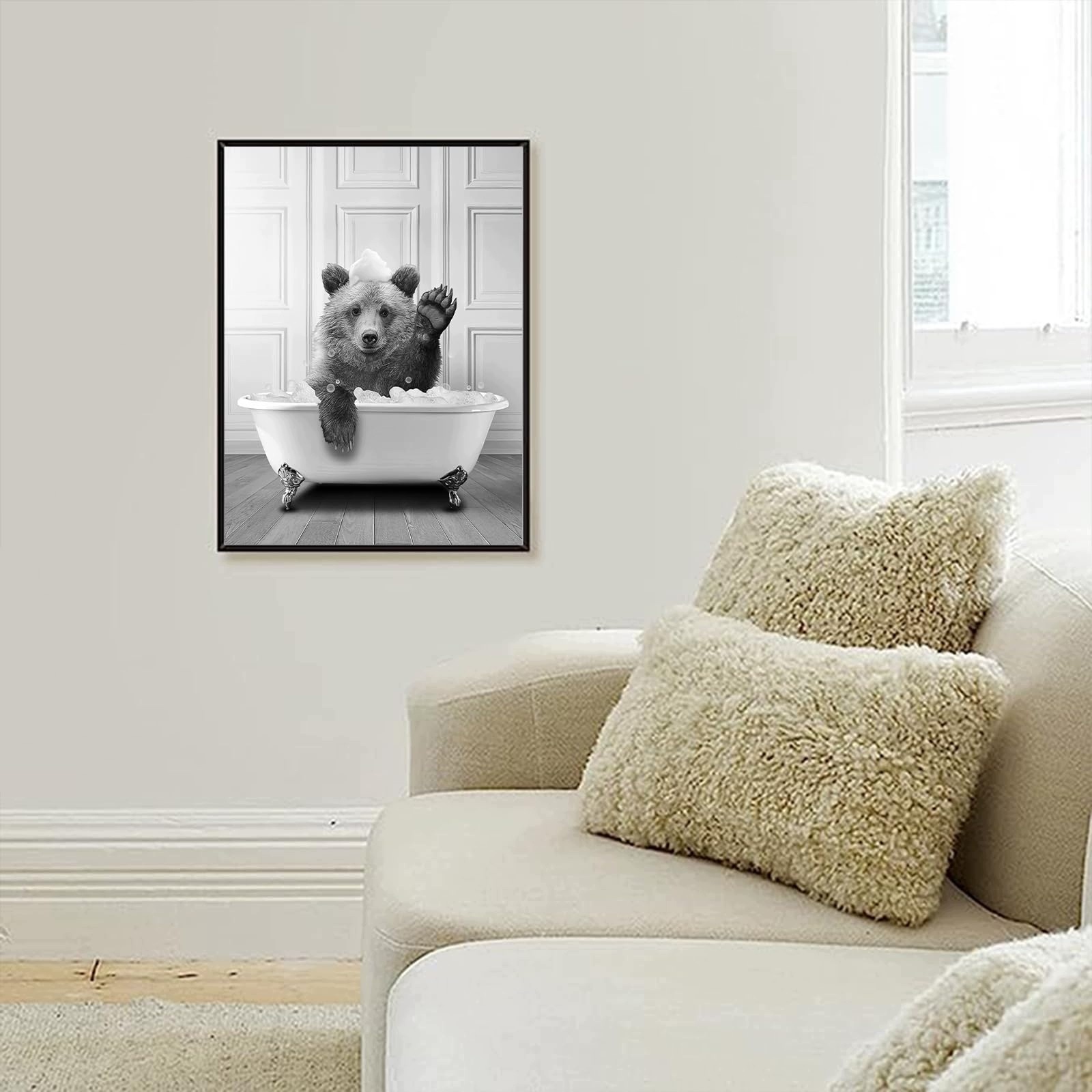Obraz na płótnie Miś w Wannie 60x90 cm Bez Ramy — zdjęcie 4