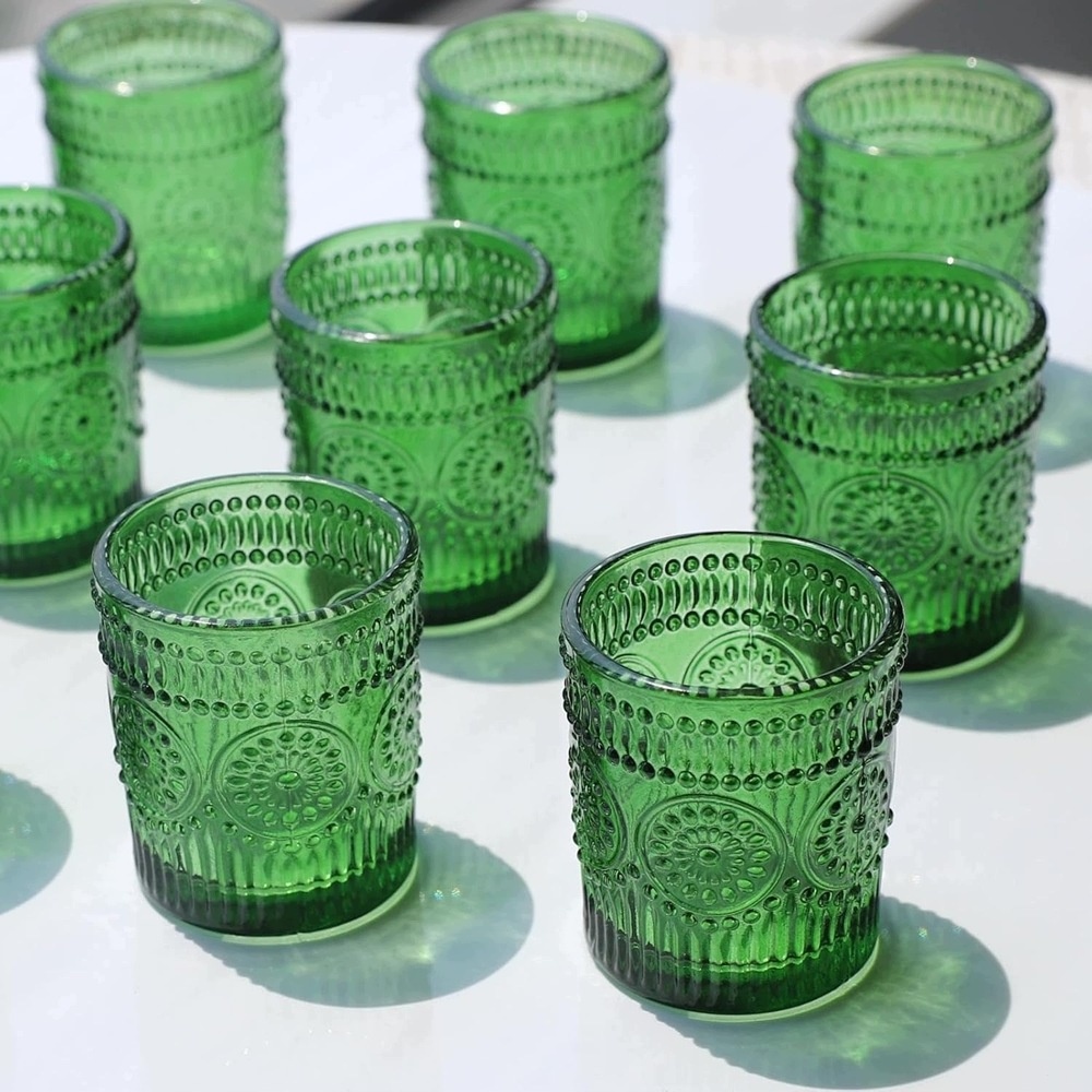 Świeczniki szklane zielone Boho 12 szt. na tealight podgrzewacz 6,6 cm — zdjęcie 2