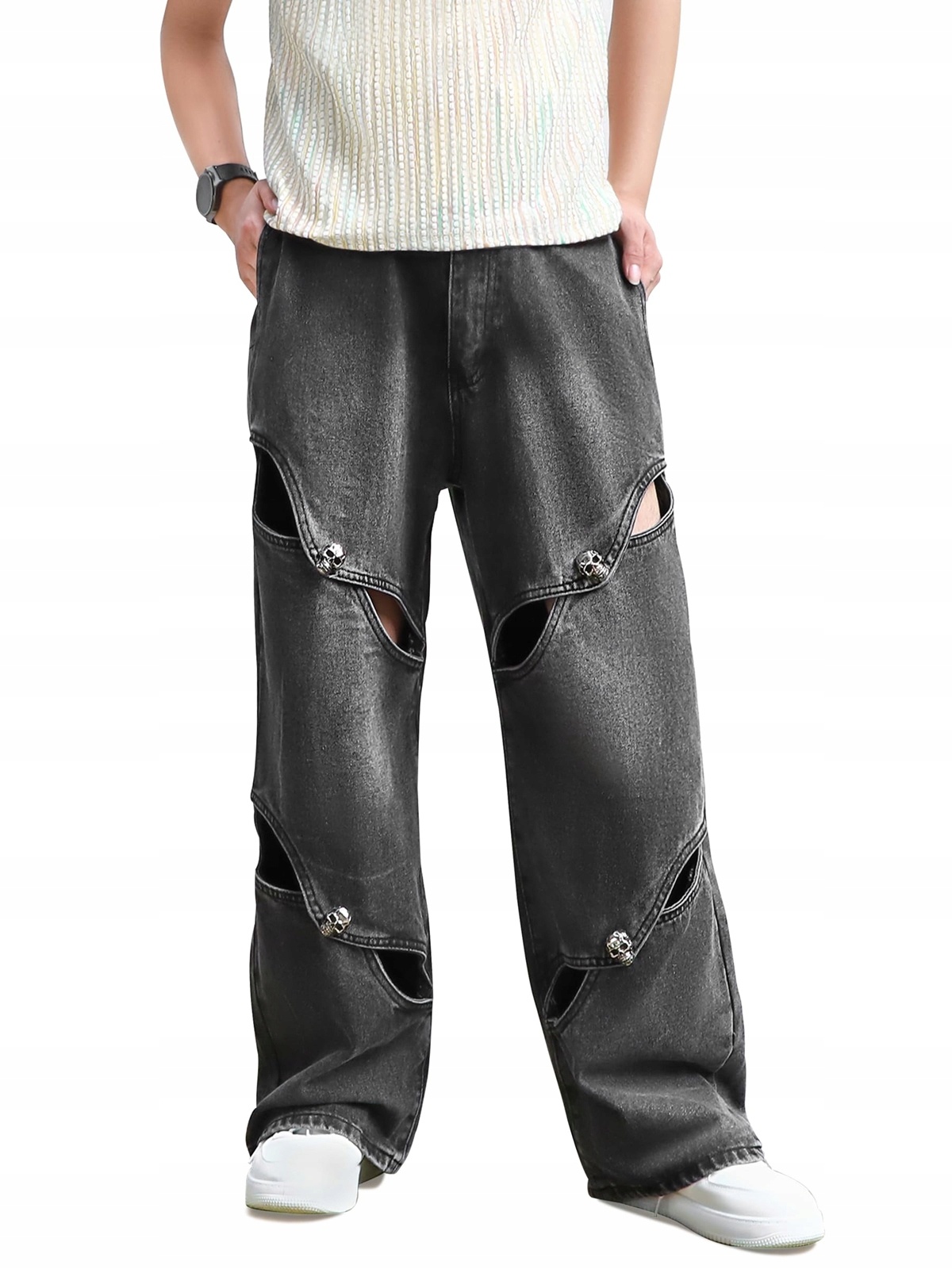Jeansy Baggy Straight Y2K Streetwear Loose Japanese Wide leg rozm. 34 — zdjęcie 2