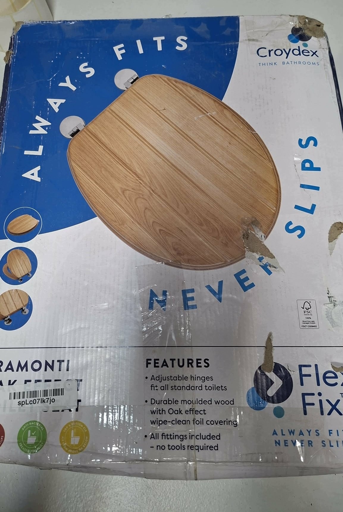Croydex Tramonti deska sedesowa WC dąb Flexi-Fix wolnoopadająca — zdjęcie 8