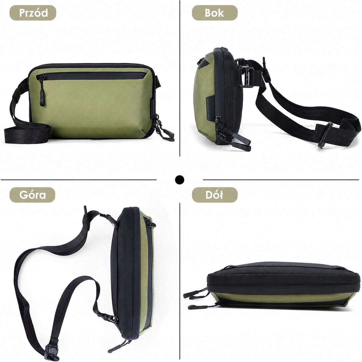 SIMTOP Torba na ramię saszetka organizer zielona 24x16 cm khaki — zdjęcie 5