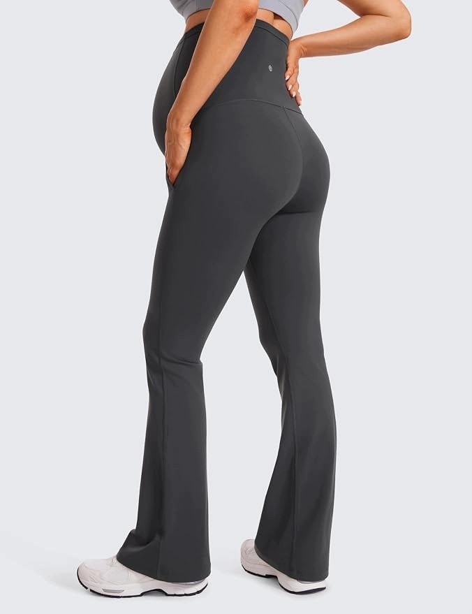 Damskie legginsy ciążowe dzwony flare szare XL — zdjęcie 3