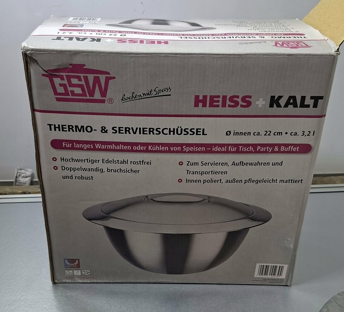 GSW Miska termiczna 3,2 l stal nierdzewna z pokrywą 22 cm — zdjęcie 9
