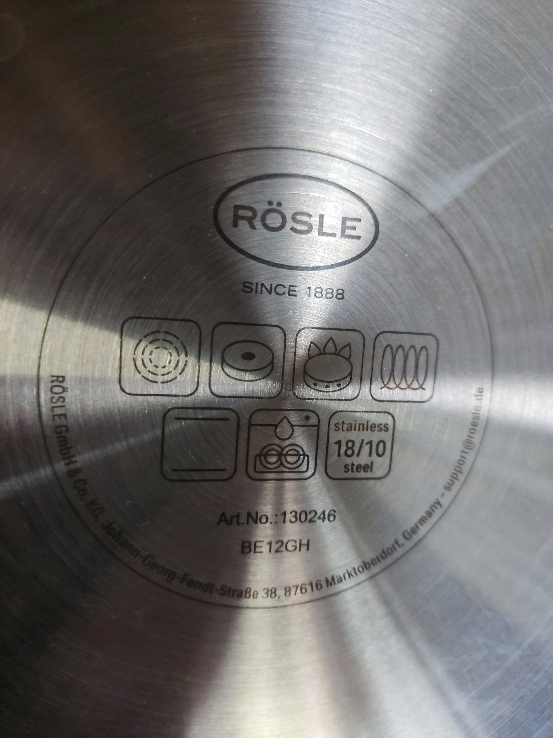 RÖSLE Elegance garnek 8 L 24 cm stal 18/10 pokrywka indukcja — zdjęcie 9