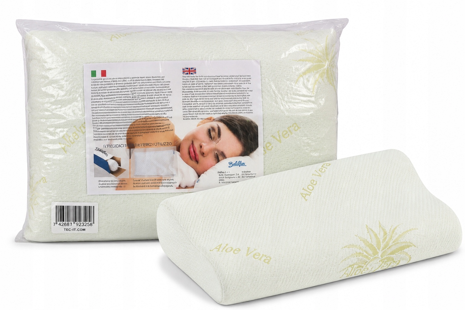 Poduszka ortopedyczna Memory Foam Aloe Vera Baldiflex profilowana antyalerg — zdjęcie 2
