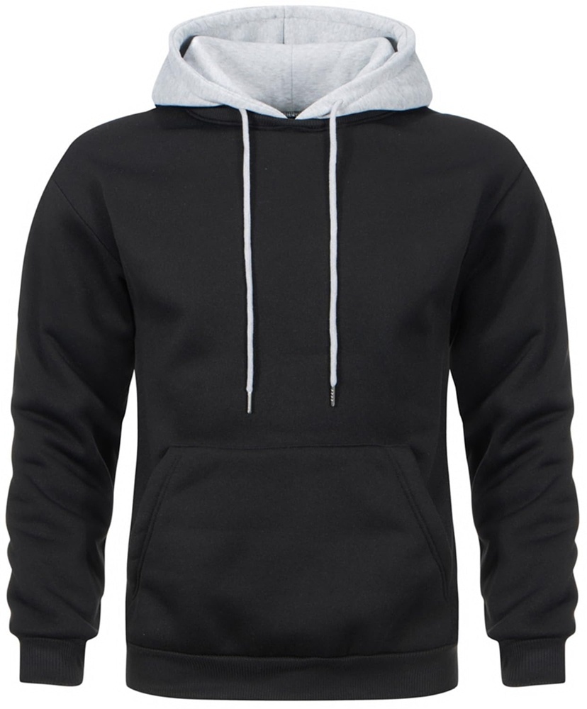 Bluza Męska z Kapturem Hoodie Czarna Szary Kieszeń Casual XL — zdjęcie 2