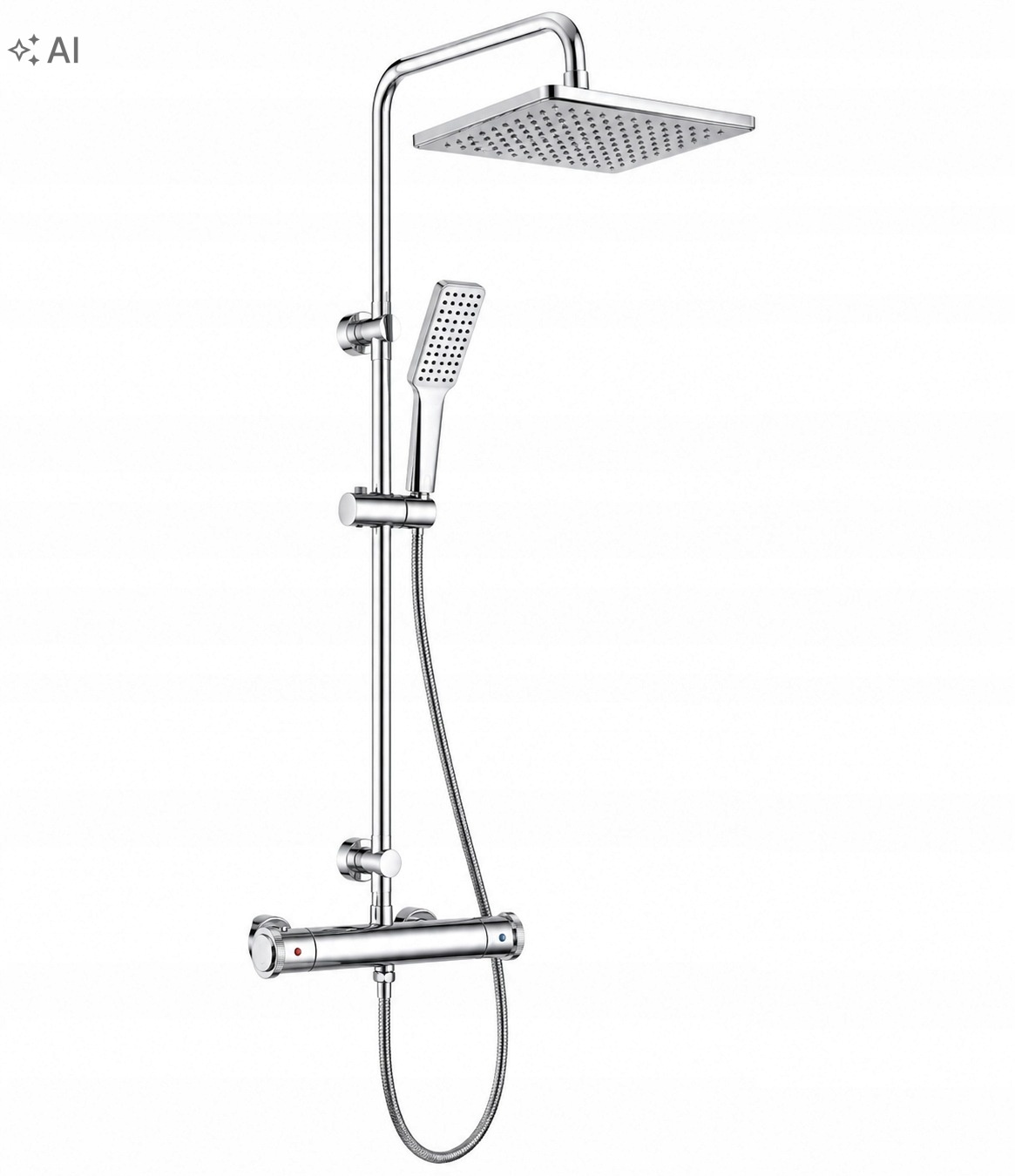 Zestaw prysznicowy natynkowy Auralum z termostatem, deszczownica 24.8 cm — zdjęcie 2