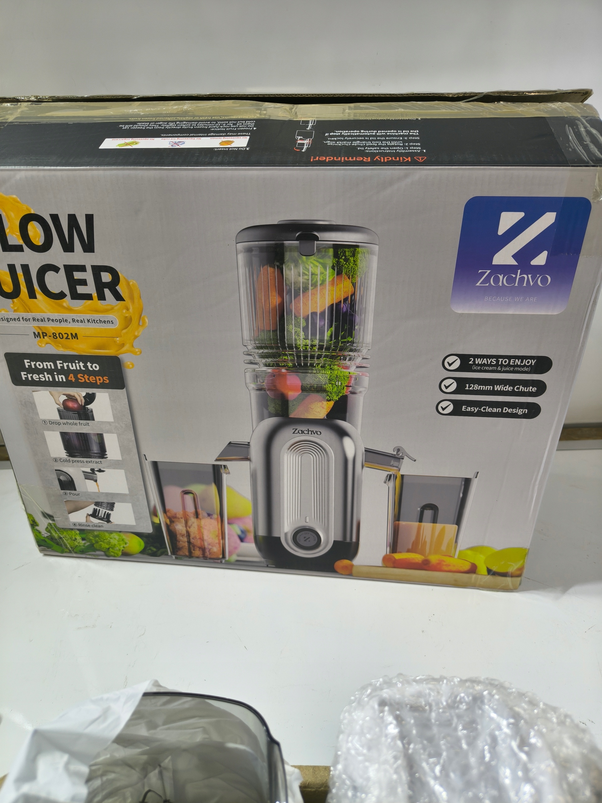 Wyciskarka wolnoobrotowa Zachvo MP-802M | szeroki otwór 128 mm | tryb juice — zdjęcie 7