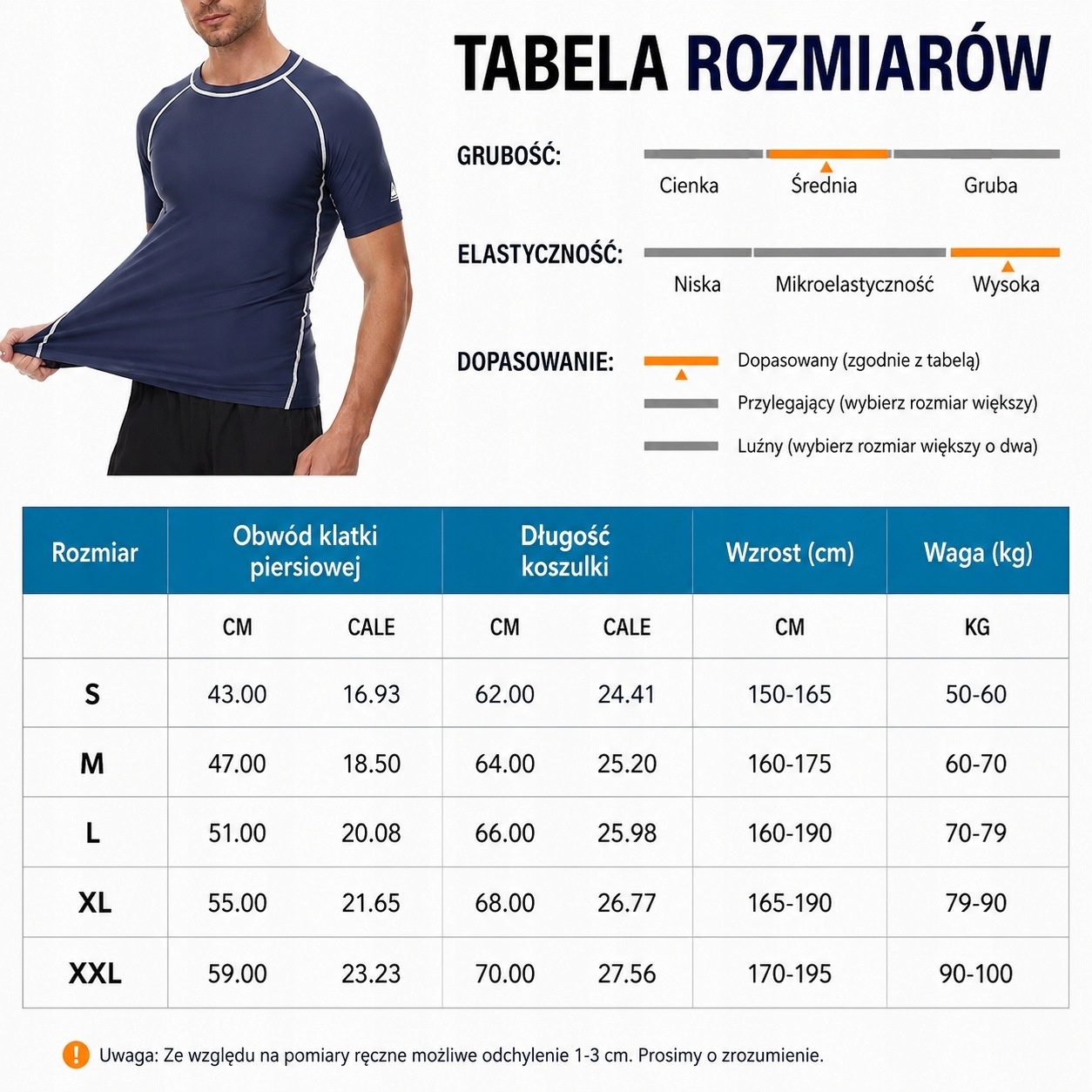 Męska koszulka sportowa Rash Guard, ochrona UV UPF 50+ szybkoschnąca roz XL — zdjęcie 6