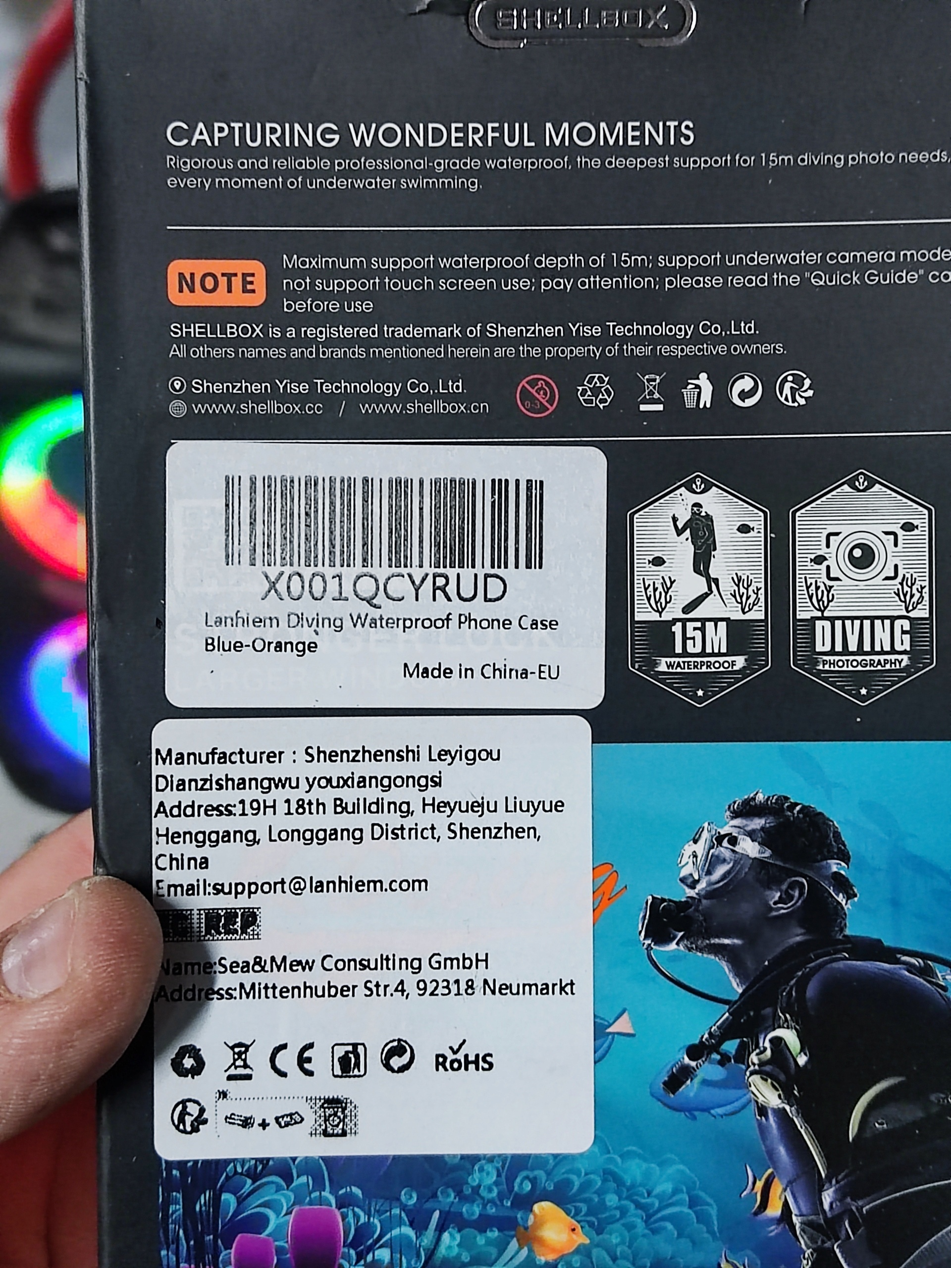 Shellbox Waterproof Case 15m Obudowa Nurkowa do Telefonu — zdjęcie 11