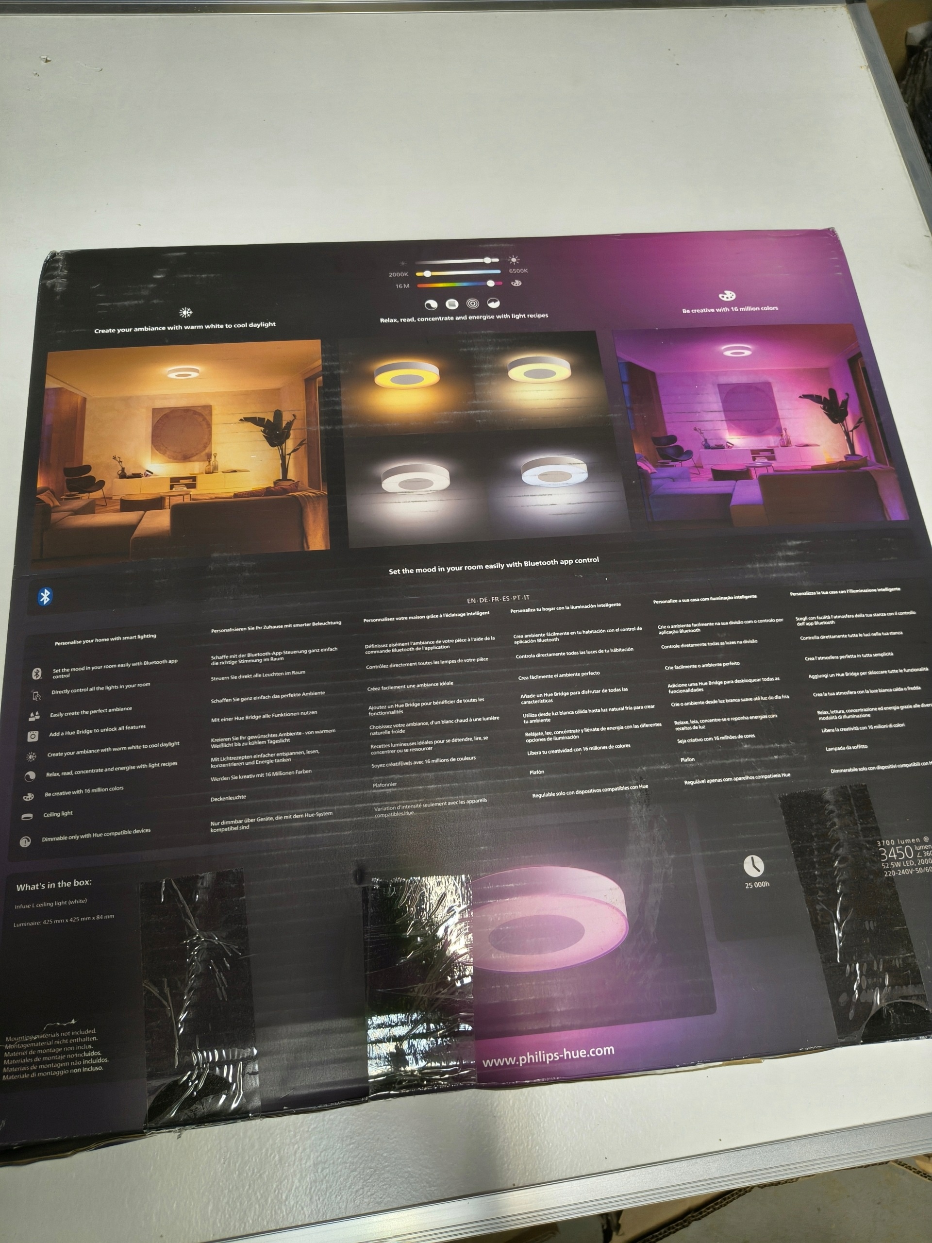 Philips Hue Infuse L Smart Plafon LED RGBW ZigBee 52,5W 3450 lm Biały 425mm — zdjęcie 4