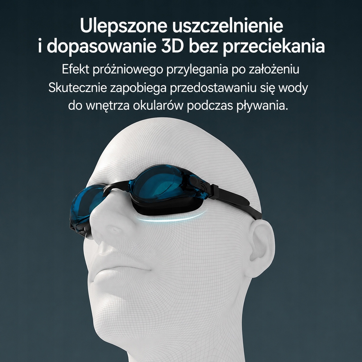 Gogle do pływania HD z Powłoką Przeciwmgielną Anti-Fog UV BIAŁE Regulowane — zdjęcie 6