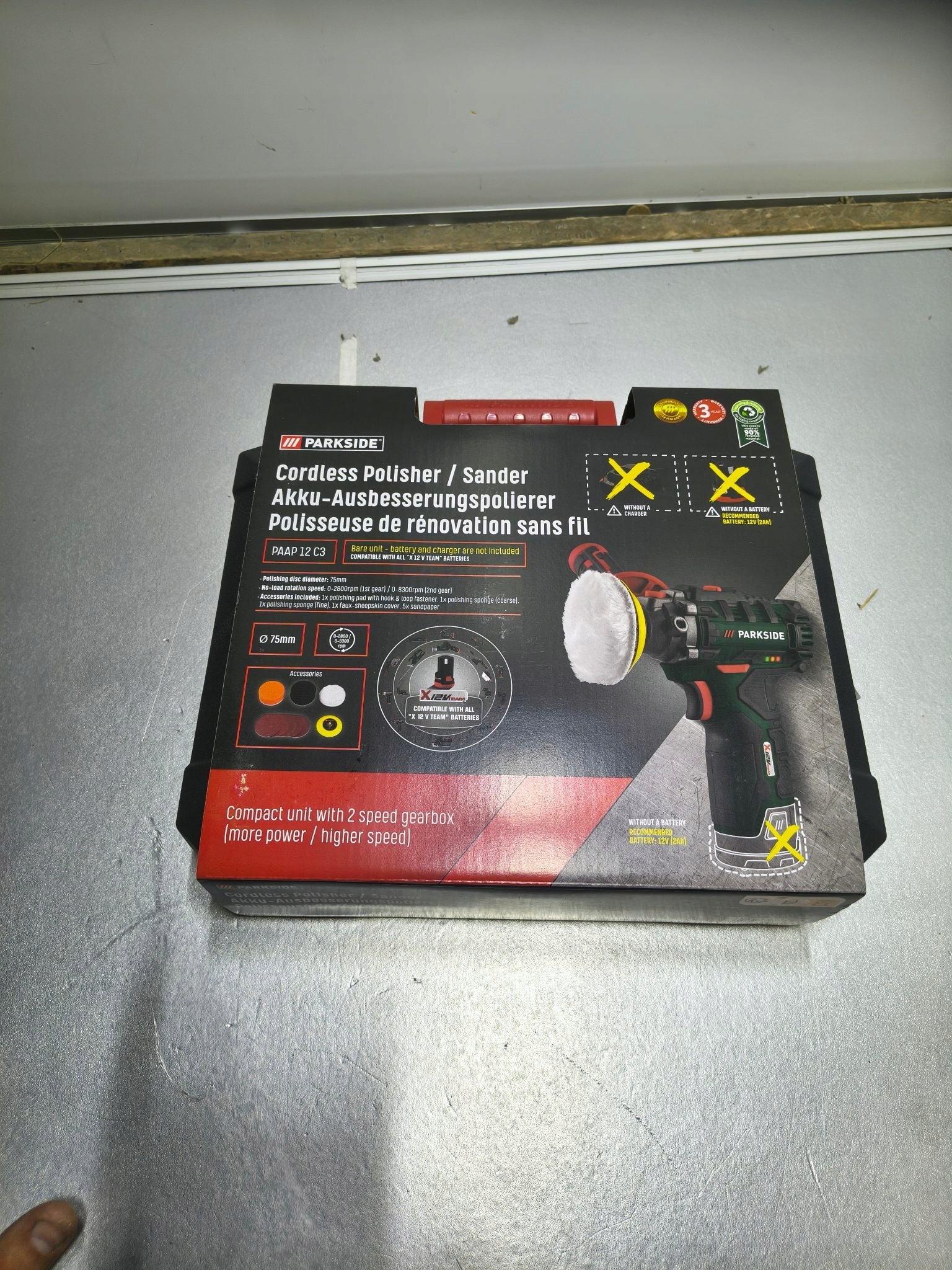 Parkside polerka akumulatorowa PAAP 12 C3 12 V — zdjęcie 3