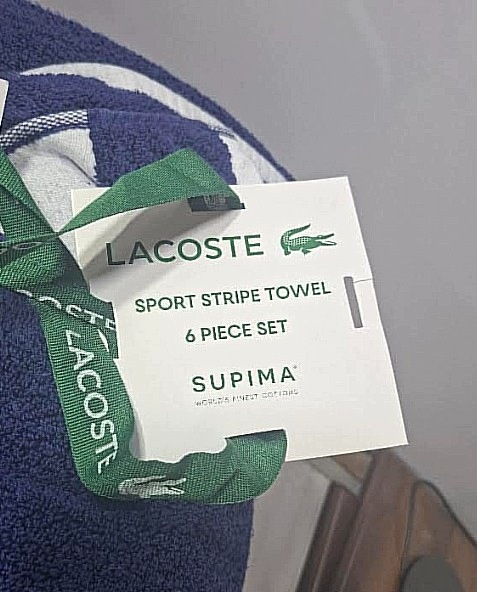 Lacoste komplet ręczników 6 szt. bawełna Supima granatowe w paski — zdjęcie 3