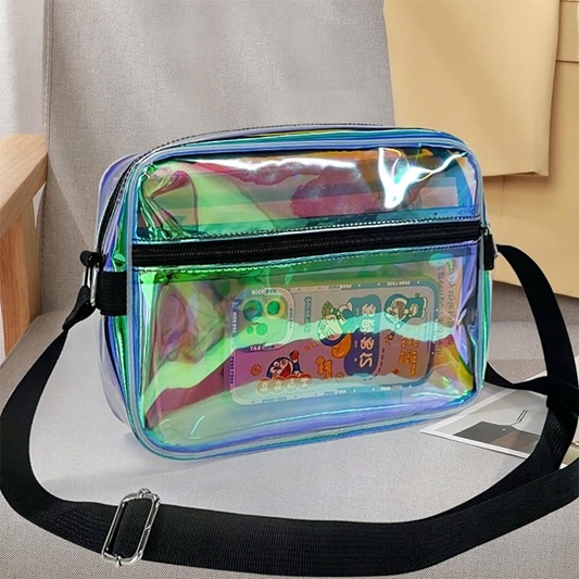 Transparentna Torebka Damska Holograficzna na Ramię Regulowany Pasek — zdjęcie 3