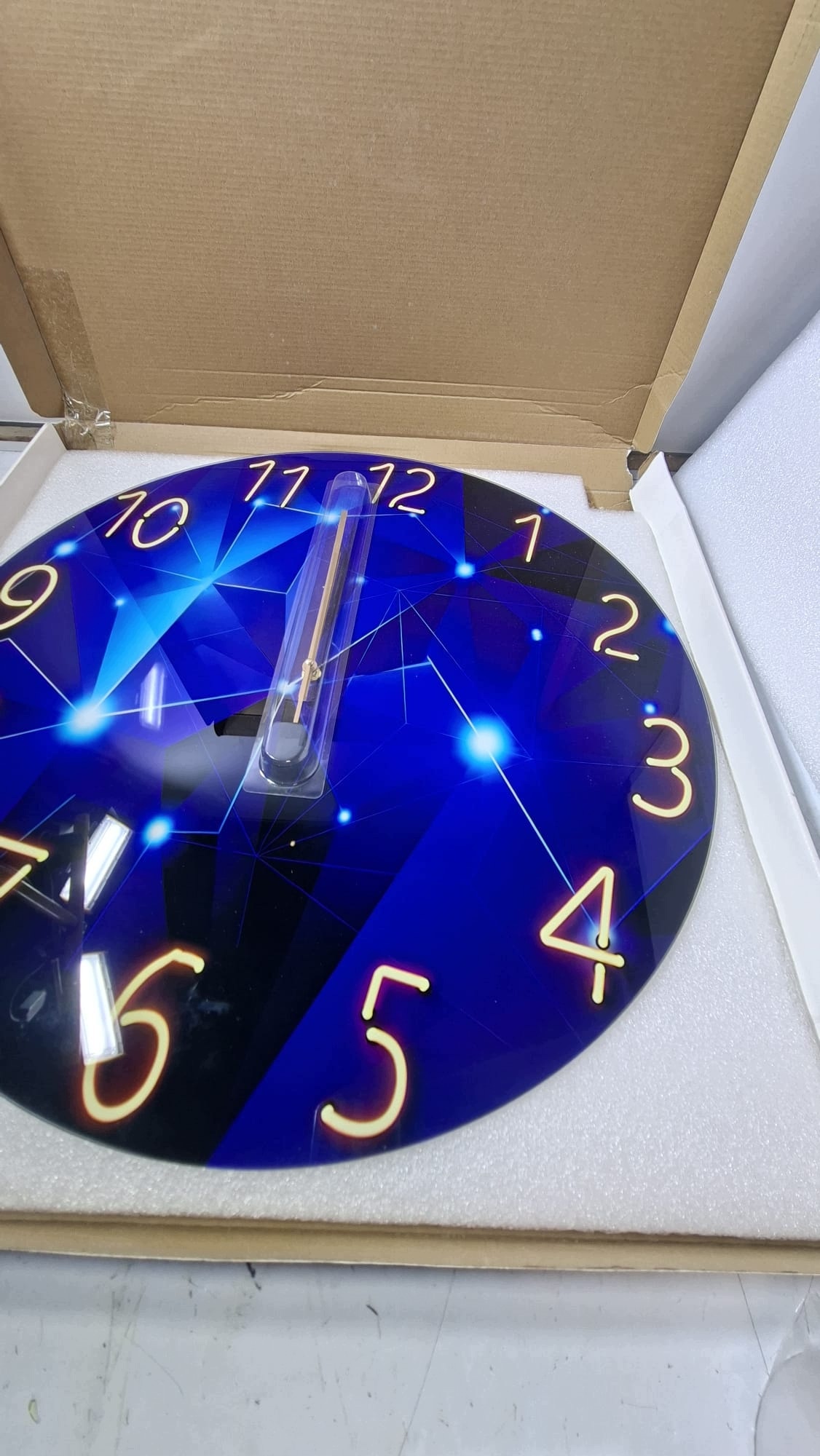Zegar ścienny 60 cm szklany nowoczesny cichy geometryczny niebieski — zdjęcie 7