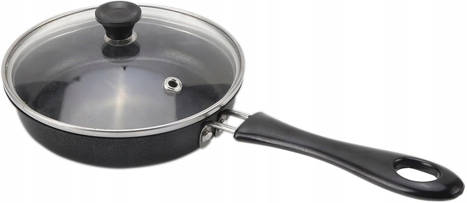 Mini patelnia 12,5 cm z pokrywką nieprzywierająca czarna — zdjęcie 2