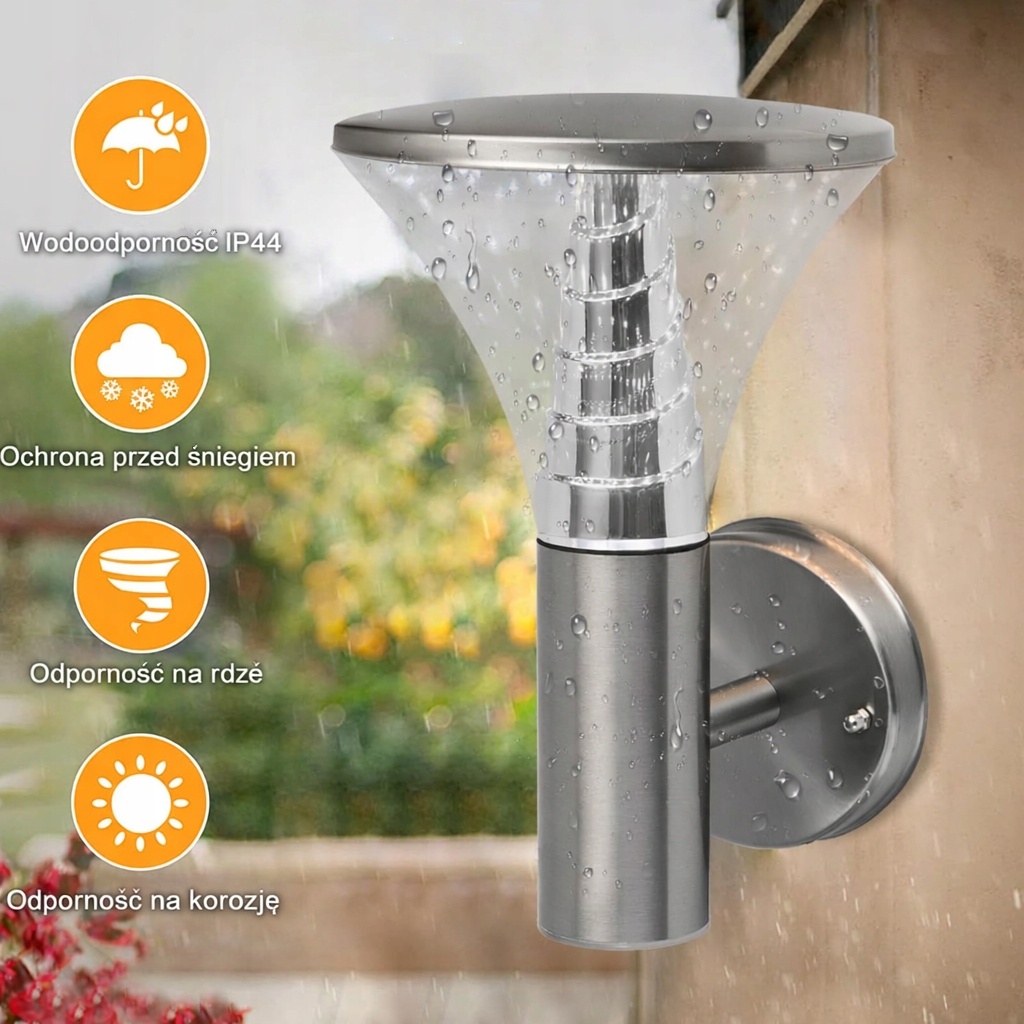 Kinkiet LED zewnętrzny IP44 stal nierdzewna 18W 1600lm — zdjęcie 5