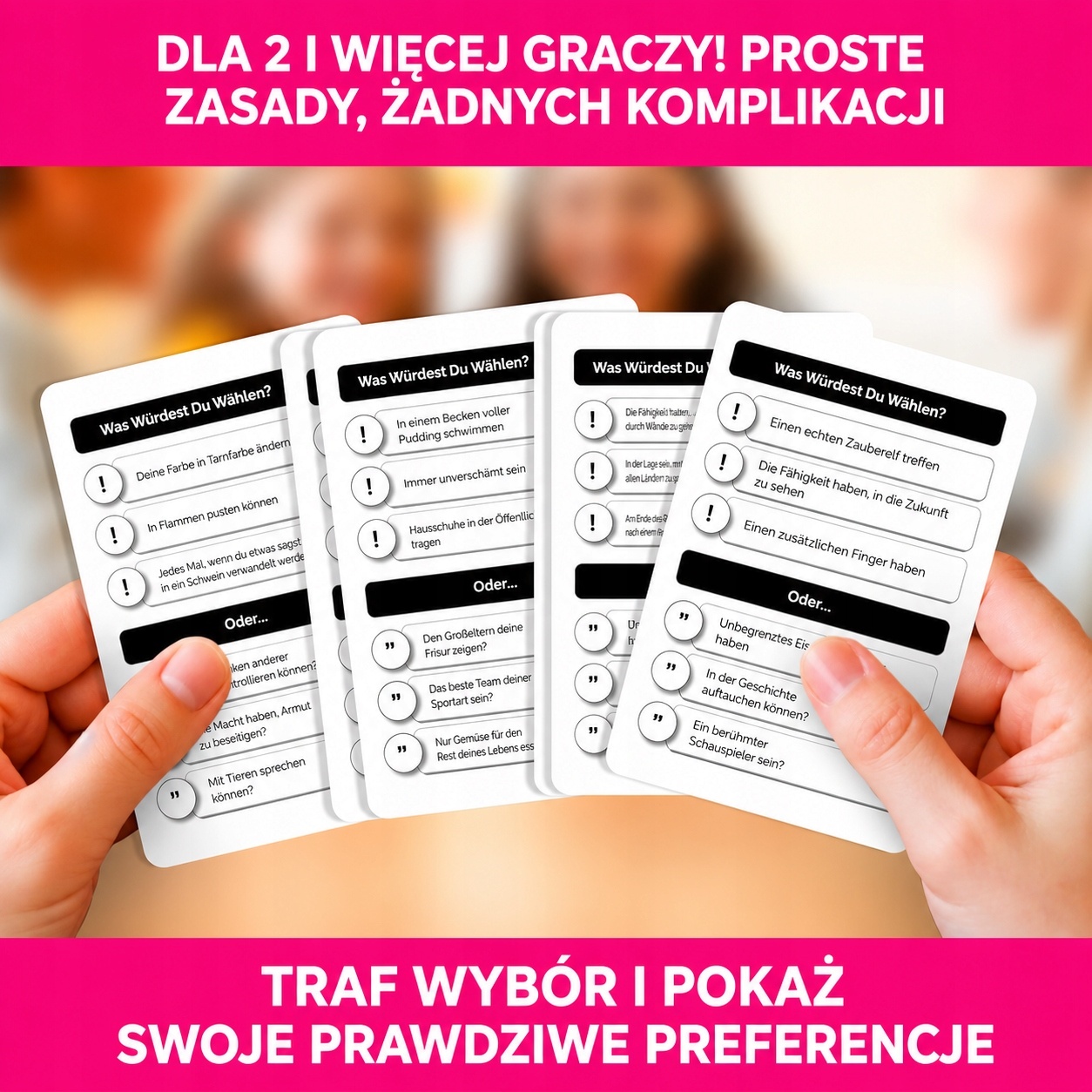 Gra karciana po niemiecku WAS WURDEN SIE WAHLEN? 500+ pytań dla dzieci 5+ — zdjęcie 4