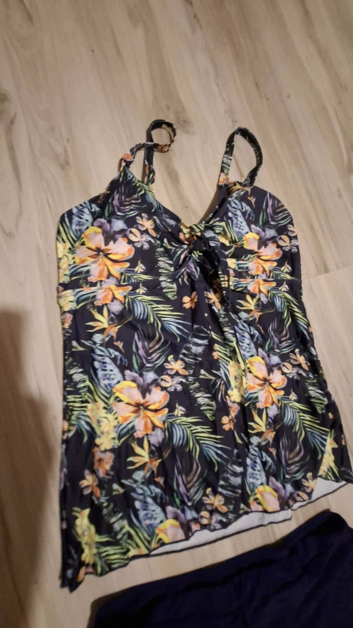 Tankini Damskie XXL Strój Kąpielowy 2-częściowy Kwiaty Szorty XL — zdjęcie 8