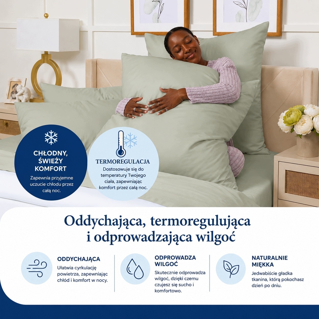 2x Poszewki na poduszki 100% bambusowa wiskoza - FIOLETOWY — zdjęcie 4