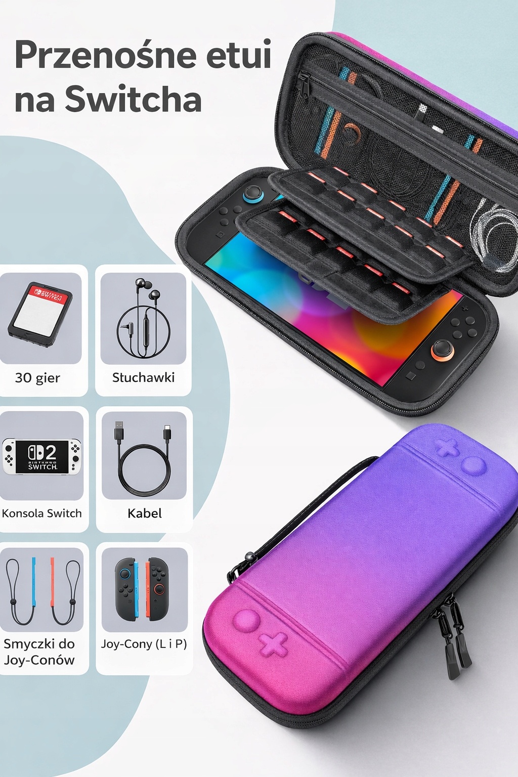 Etui do Nintendo Switch / Switch 2 twarde EVA pokrowiec organizer — zdjęcie 4