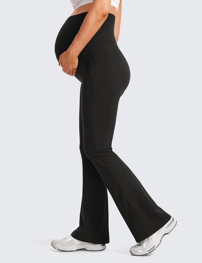 Damskie legginsy ciążowe dzwony flare czarne XXL — zdjęcie 4
