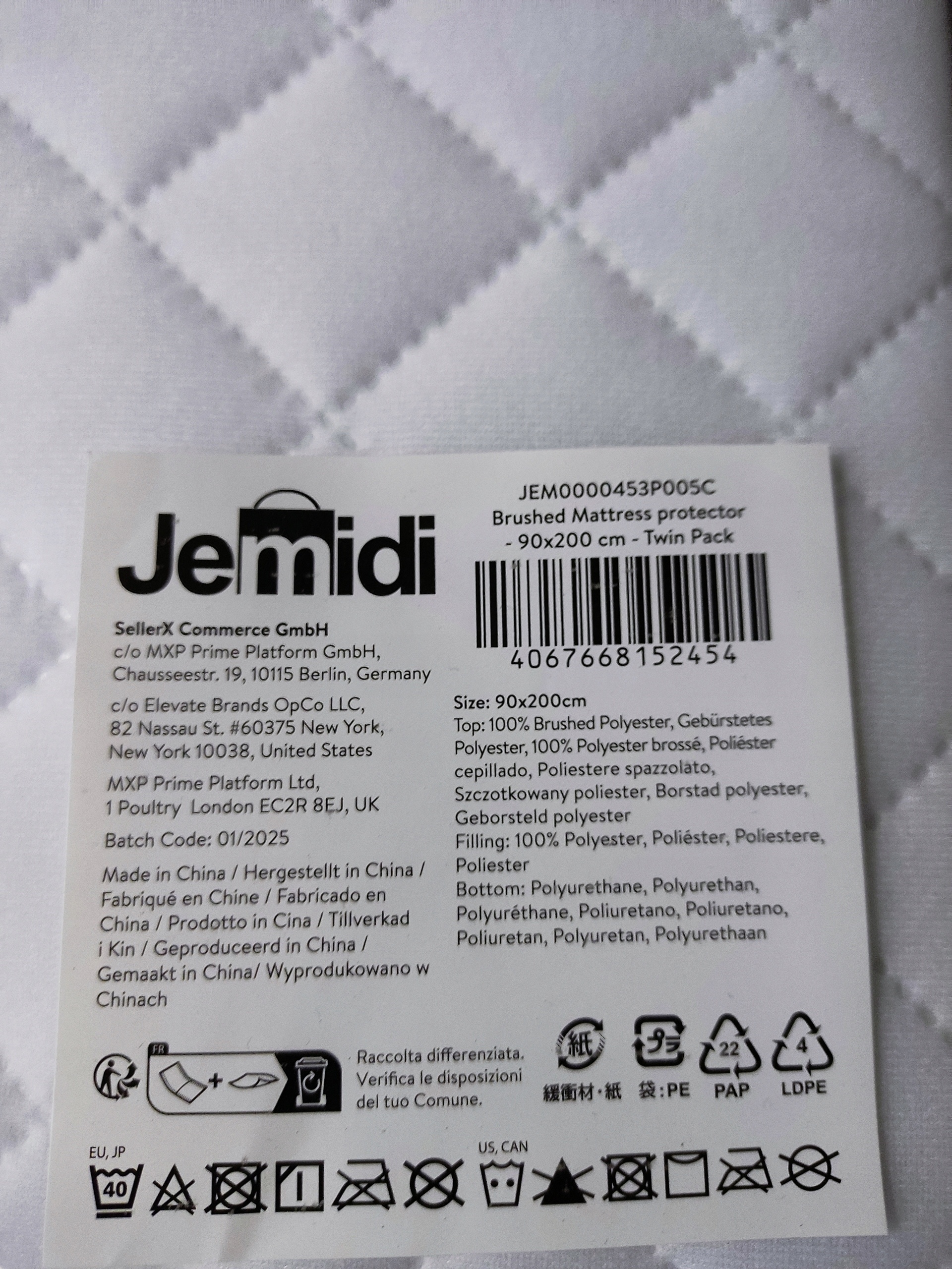 Ochraniacz na materac 90x200 cm Jemidi pikowany nakładka Twin Pack 2szt — zdjęcie 4