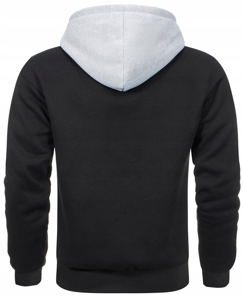 Bluza Męska z Kapturem Hoodie Czarna Szary Kieszeń Casual XL — zdjęcie 6