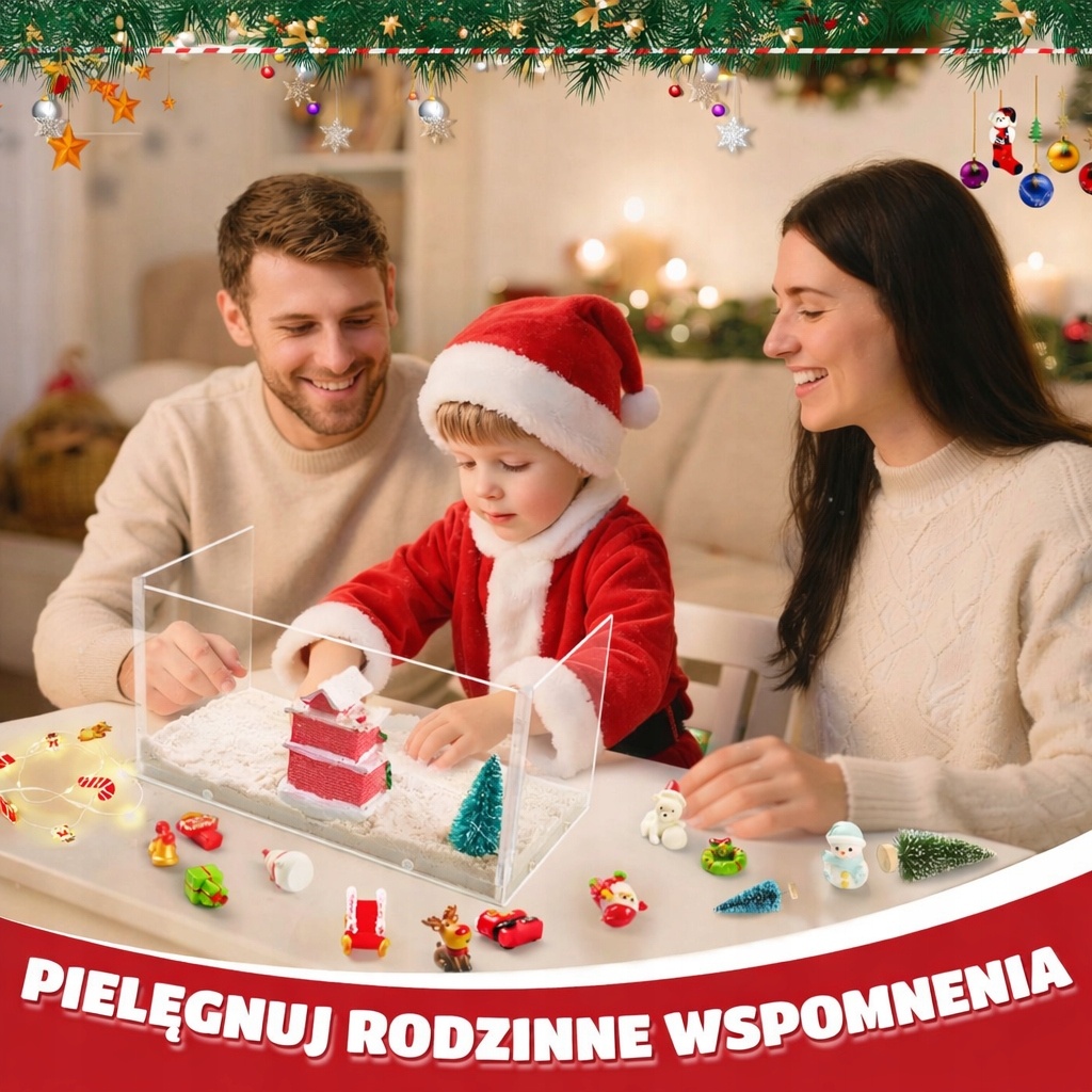 Zestaw świąteczny DIY domek LED figurki choinka bałwan dekoracja świąteczna — zdjęcie 4