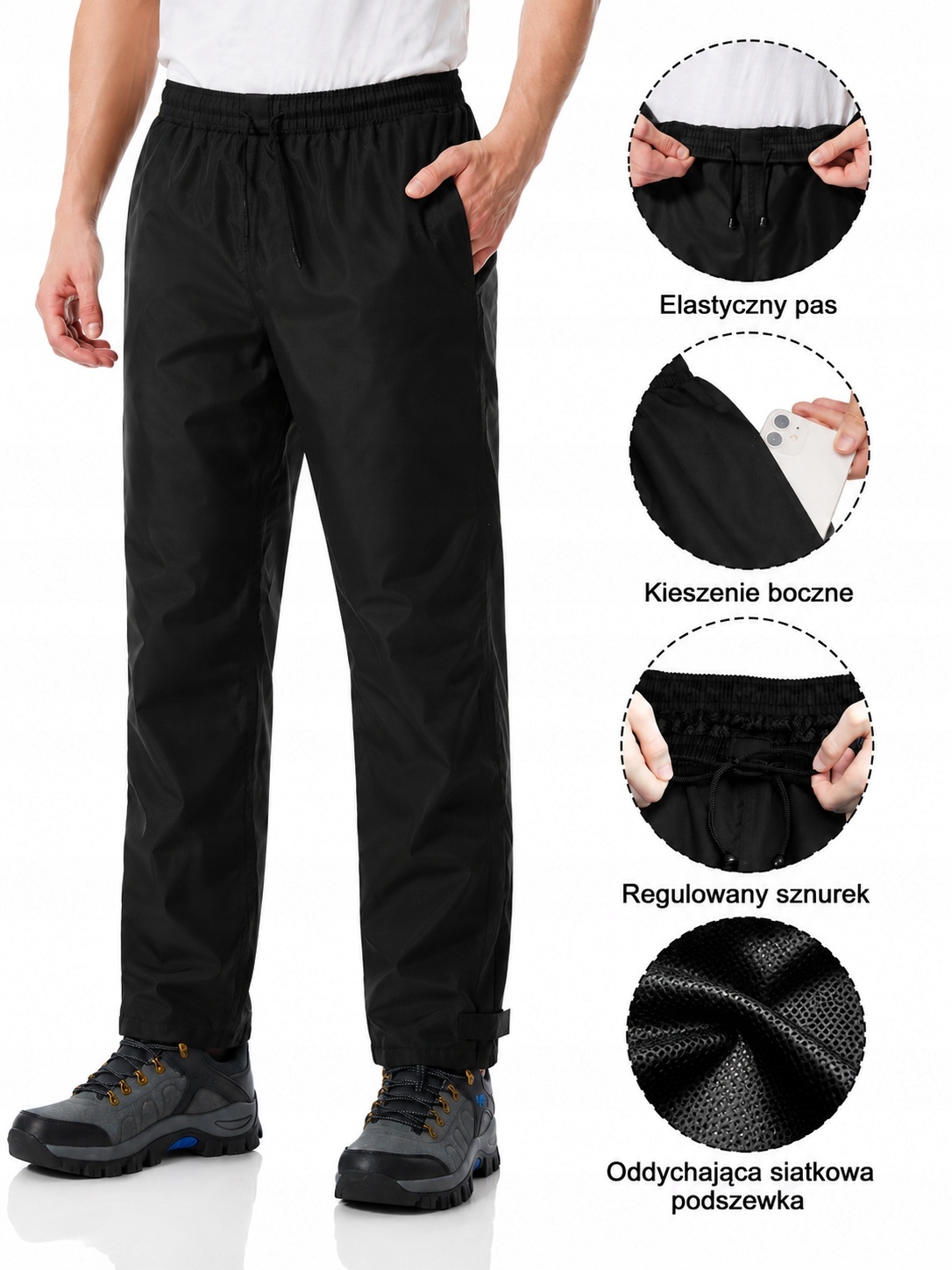 Spodnie Przeciwdeszczowe Wodoodporne Oddychające Trekkingowe X-Small/30inch — zdjęcie 3