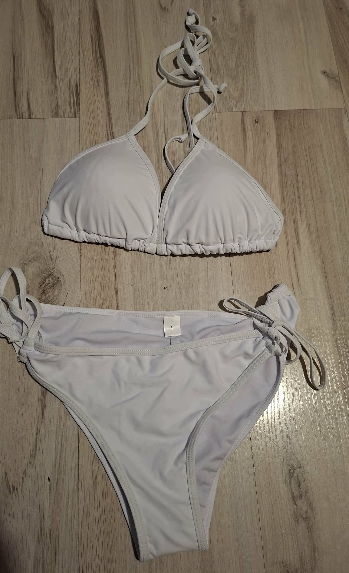 Bikini Białe Damskie Wiązane Strój Kąpielowy Dwuczęściowy Rozmiar L — zdjęcie 3