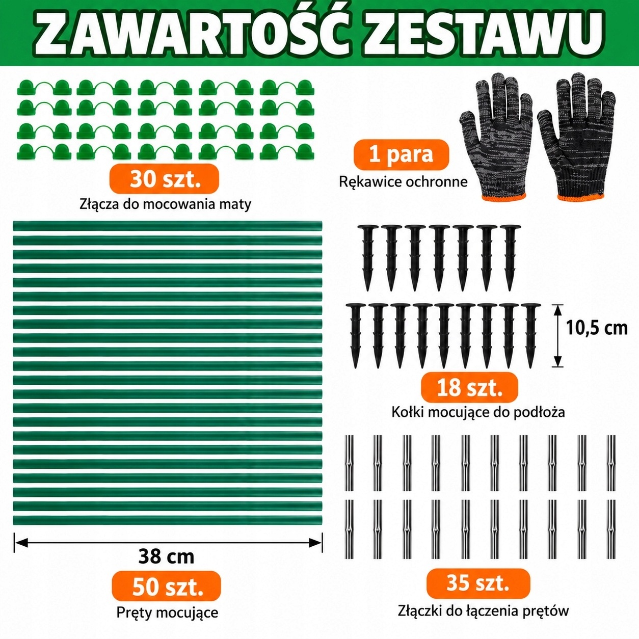 HEYIDAMAI Stelaż tunelu ogrodowego 50 prętów 38 cm zestaw — zdjęcie 3