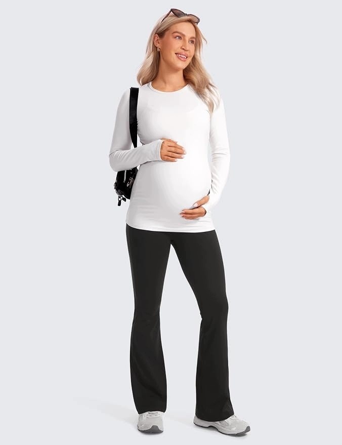 Damskie legginsy ciążowe dzwony flare czarne XXL — zdjęcie 5
