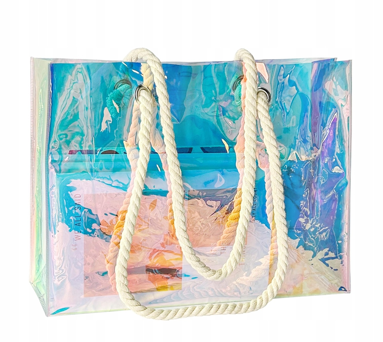 Holograficzna torba z PVC na zakupy lub plażę 40×30×10 cm — zdjęcie 2