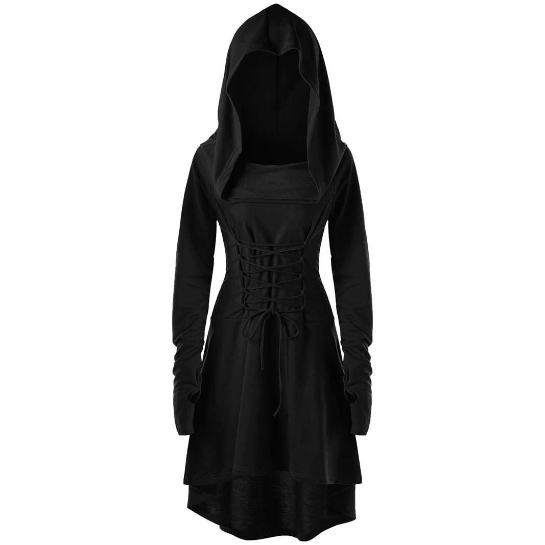 Sukienka Gotycka z Kapturem Halloween Elf Cosplay XXL — zdjęcie 3
