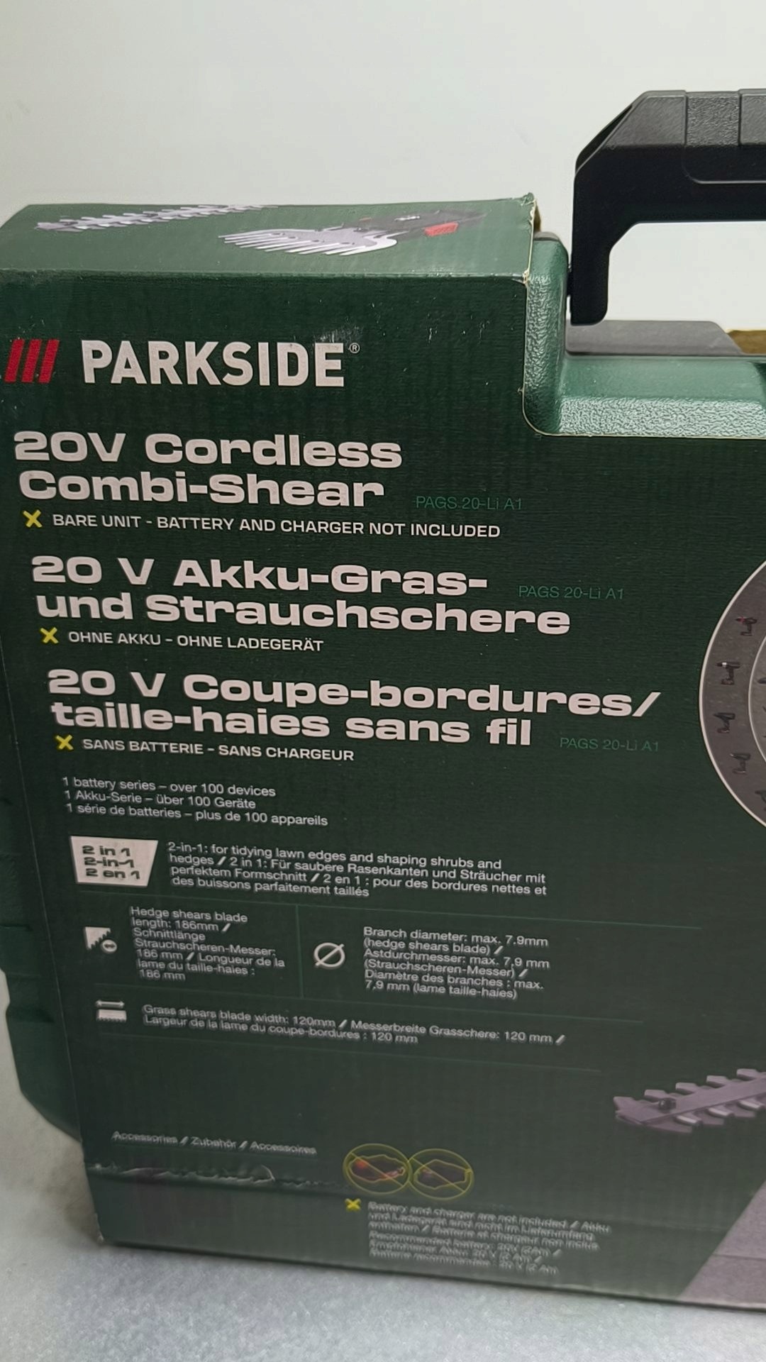 Parkside nożyce do trawy i krzewów PAGS 20-Li A1 20 V 18,6 cm — zdjęcie 5