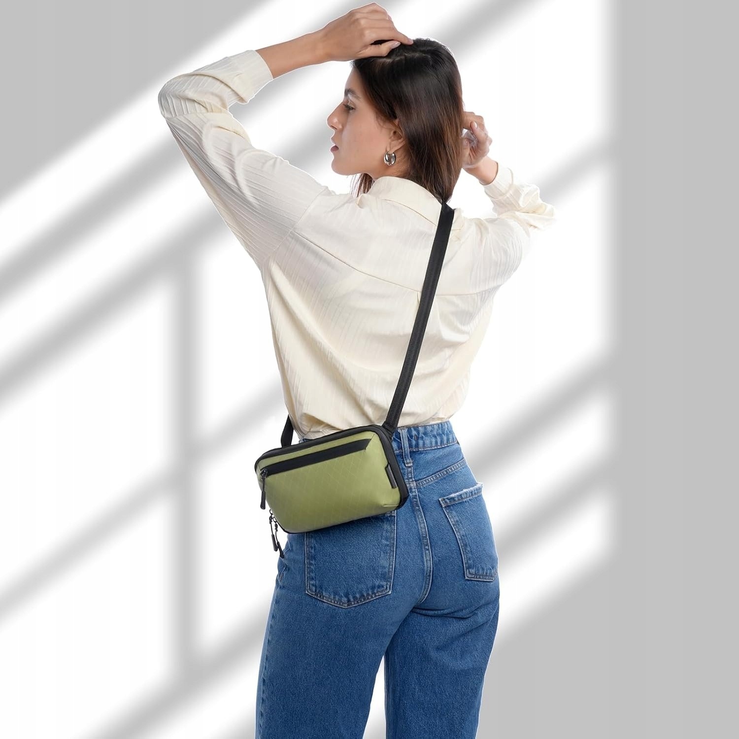 SIMTOP Torba na ramię saszetka organizer zielona 24x16 cm khaki — zdjęcie 3