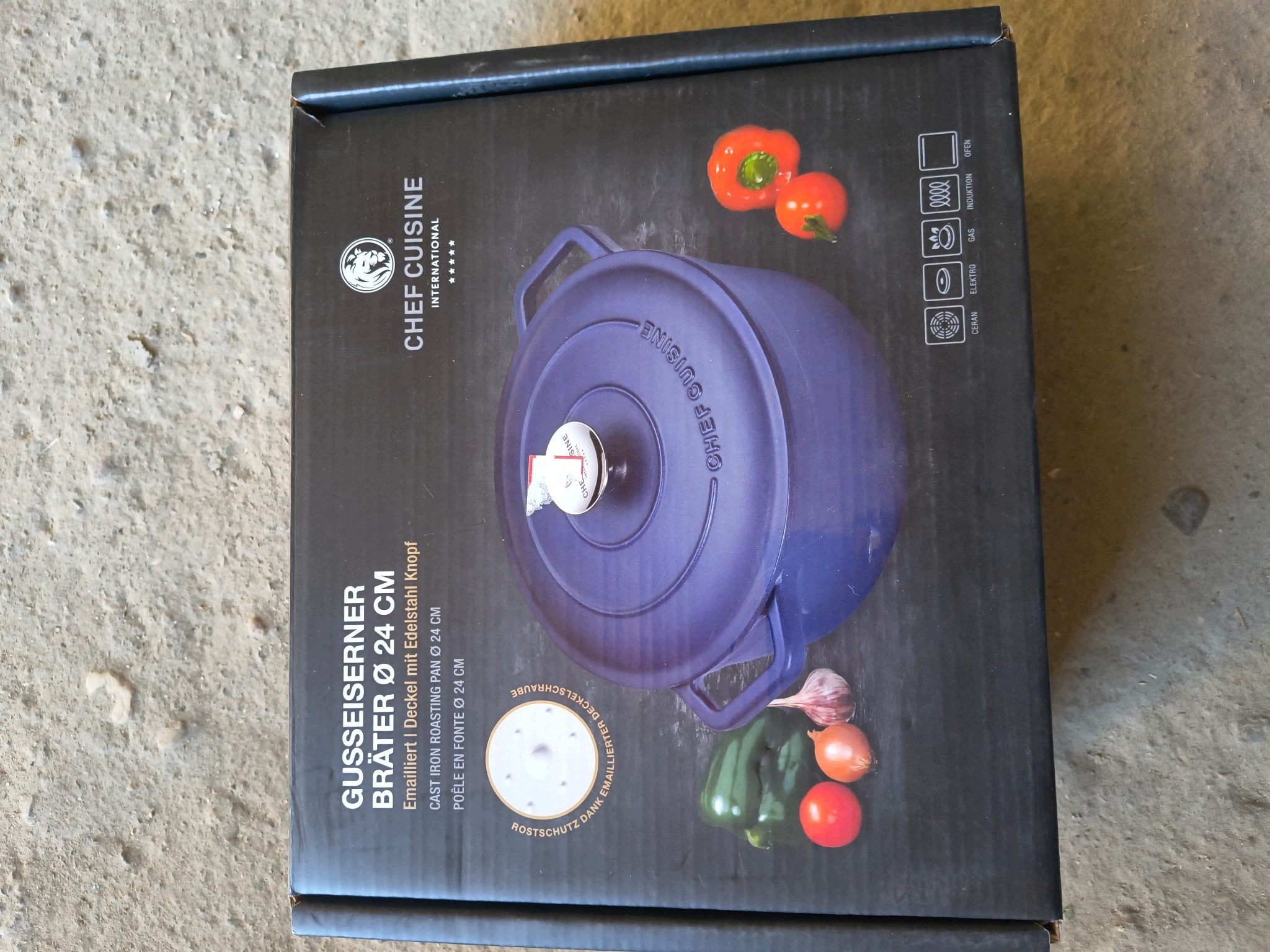 Chef Cuisine brytfanna żeliwna emaliowana z pokrywką 24 cm — zdjęcie 3