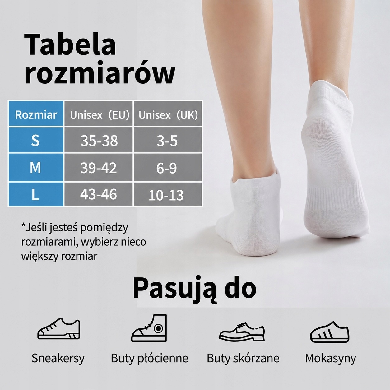 Skarpetki stopki unisex białe oddychające 3 pary roz. L 43-46 — zdjęcie 5