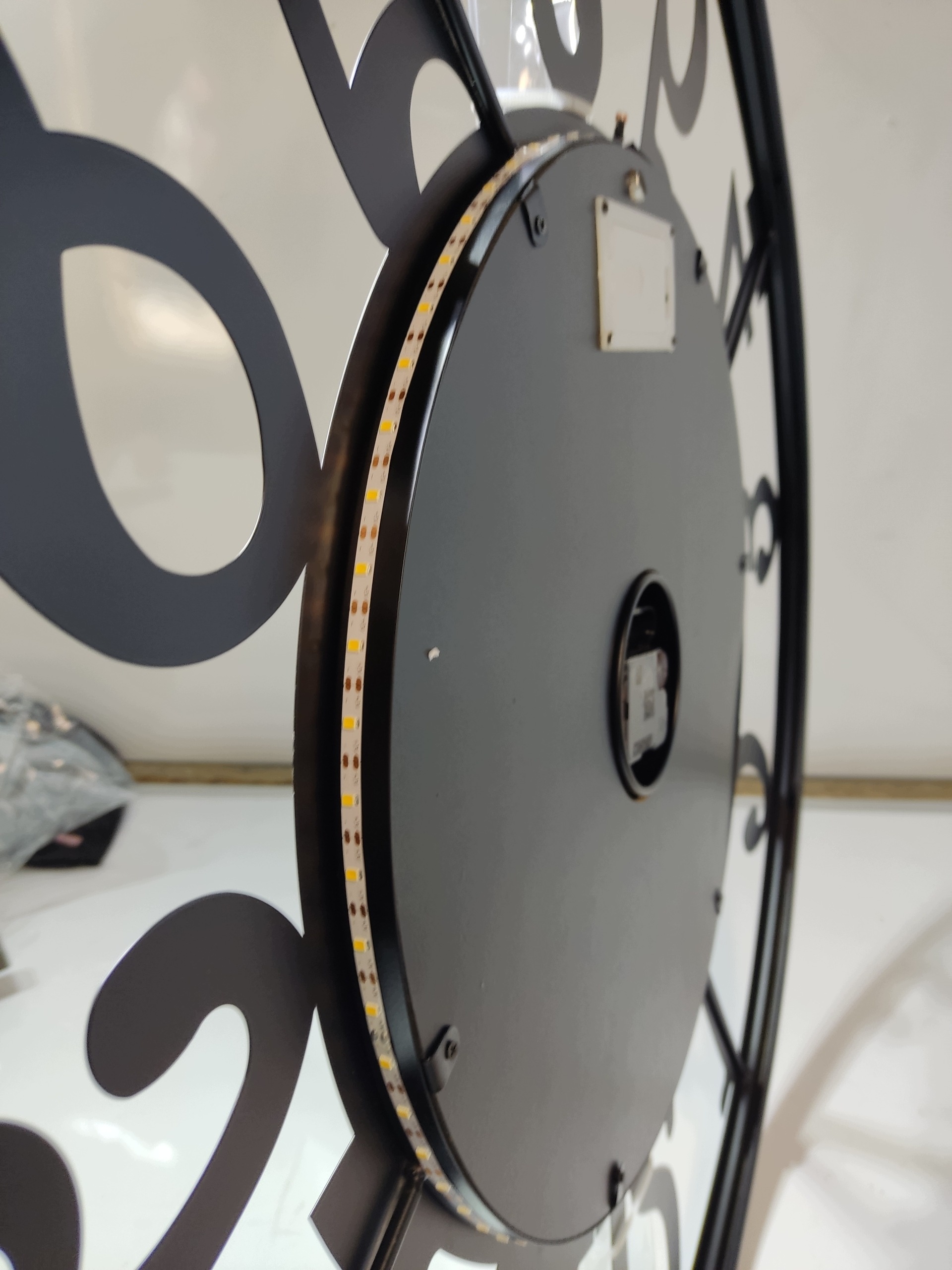 Duży Zegar Ścienny Loft 80 cm LED Drewno Cichy Mechanizm Czarny — zdjęcie 8