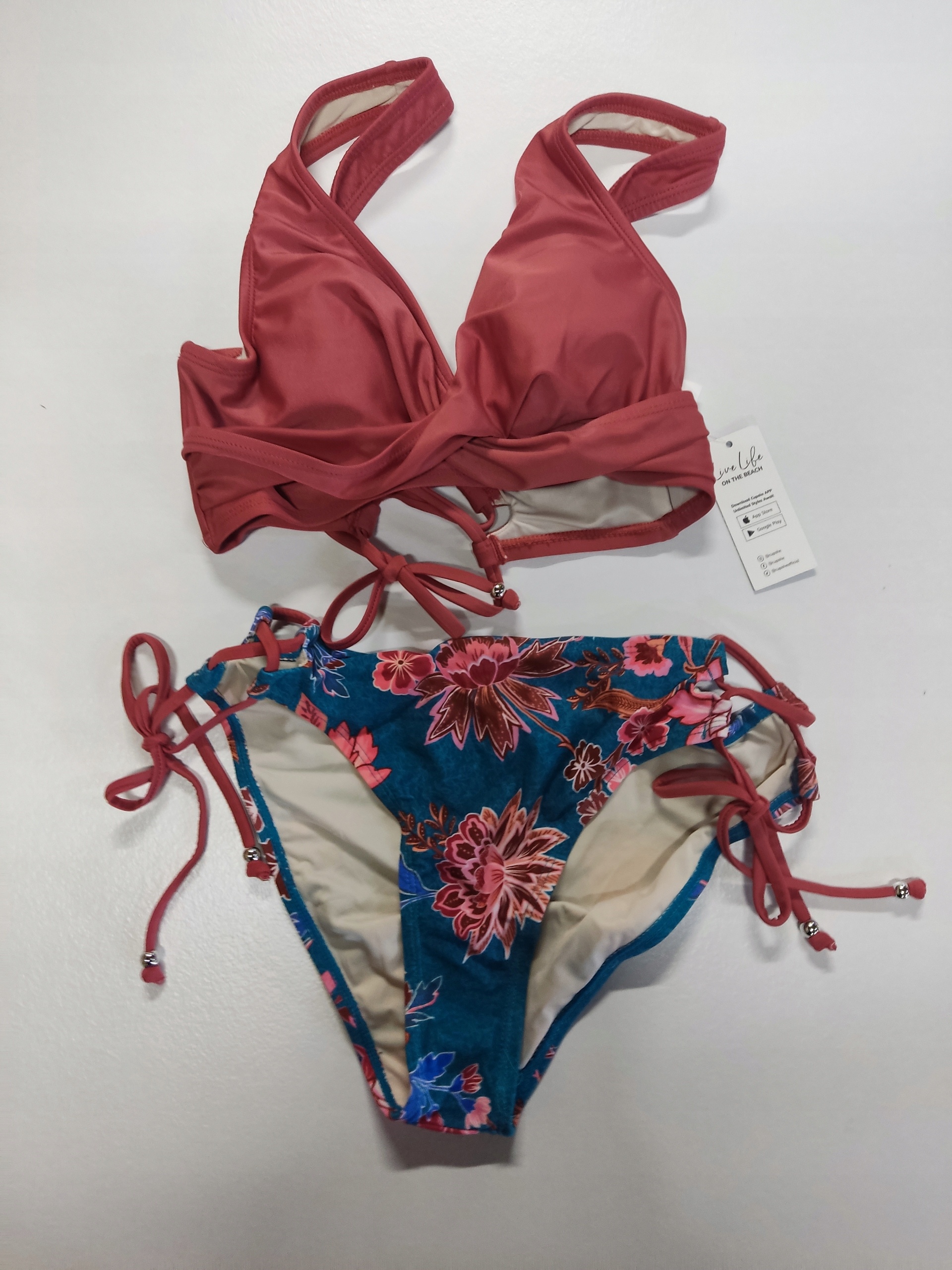 CUPSHE Strój kąpielowy damski 2-częściowy bikini kwiatowy rozmiar S — zdjęcie 3