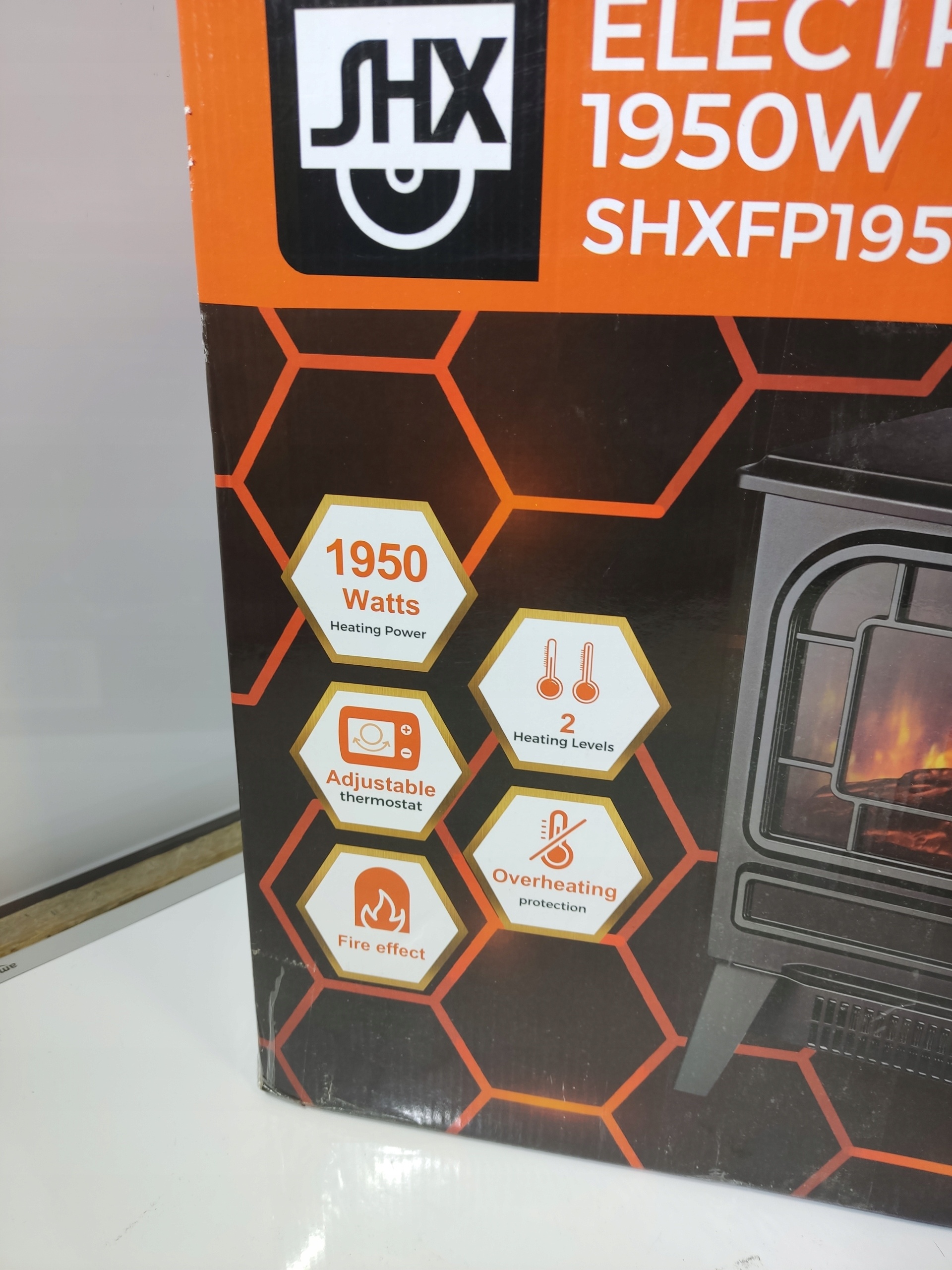 Kominek elektryczny 1950W efekt ognia termowentylator regulacja mocy — zdjęcie 9