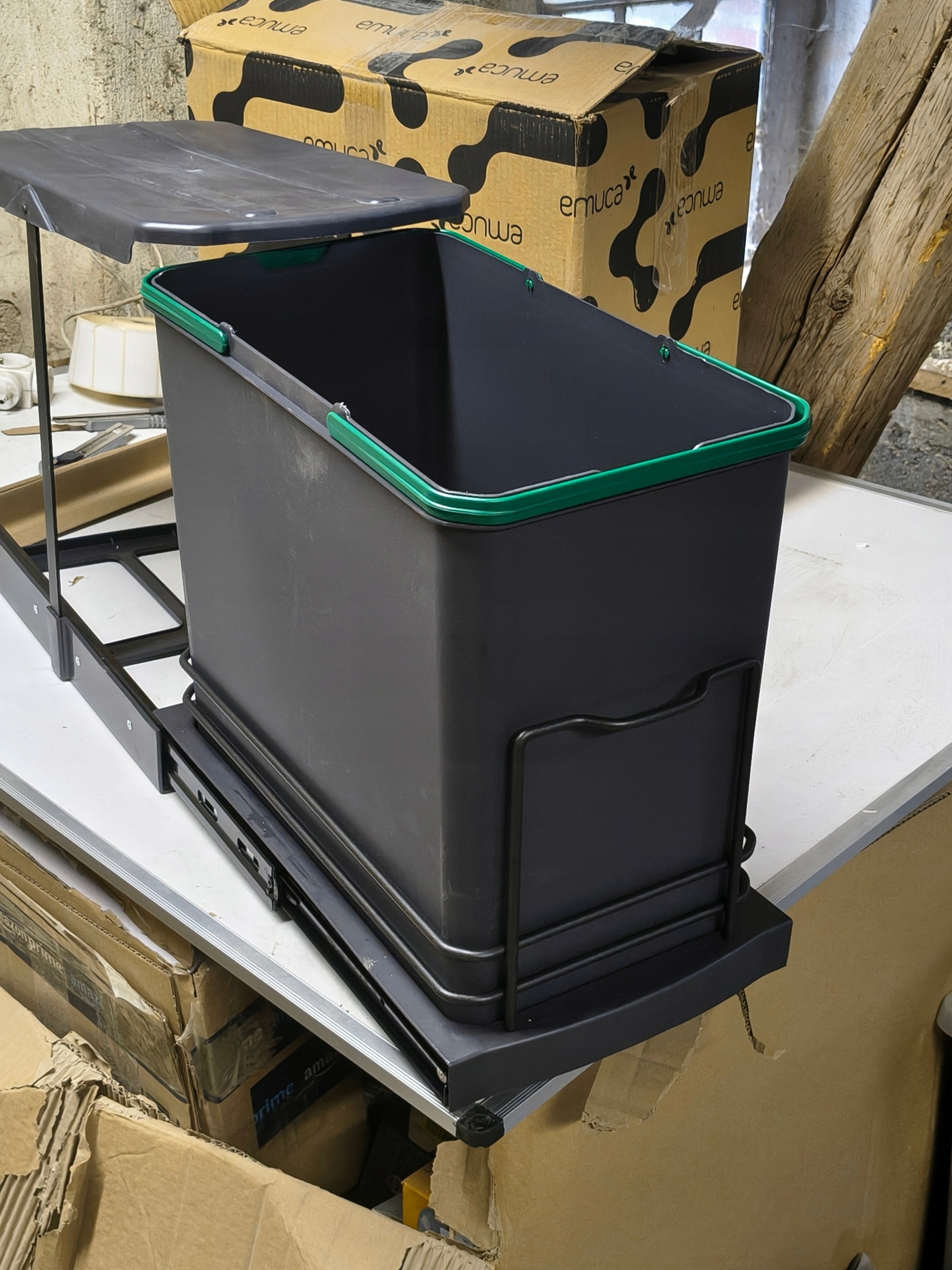 Emuca Recycle kosz na śmieci do szafki wysuwany 24L antracyt 8133623 — zdjęcie 3