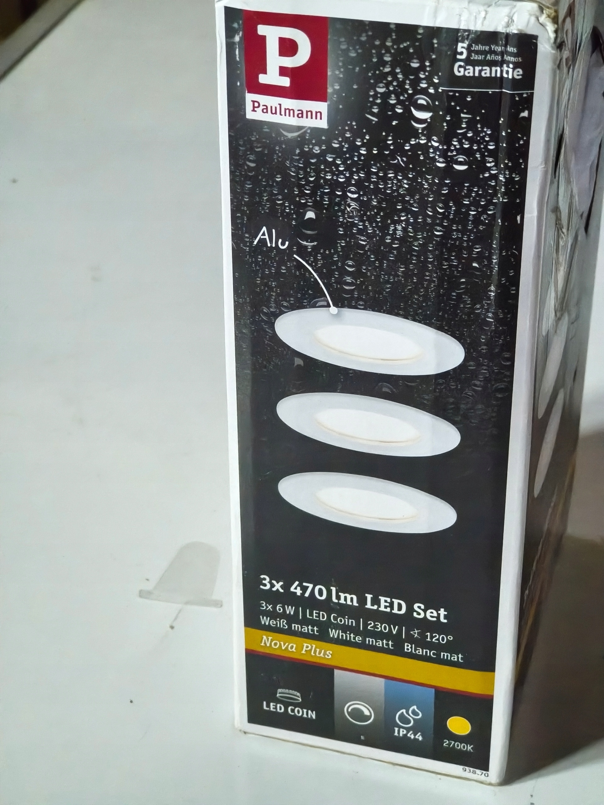 Paulmann Nova LED Set 3x470lm 6W IP44 2700K oczka sufitowe czarne dimmable — zdjęcie 8