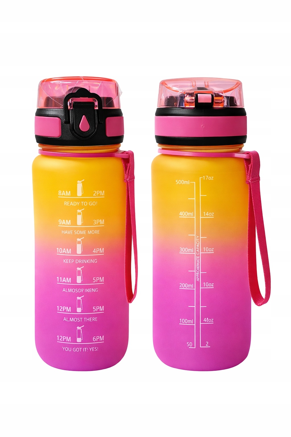 Bidon sportowy na wodę 500ml z blokadą i podziałką motywacyjną BPA FREE — zdjęcie 2
