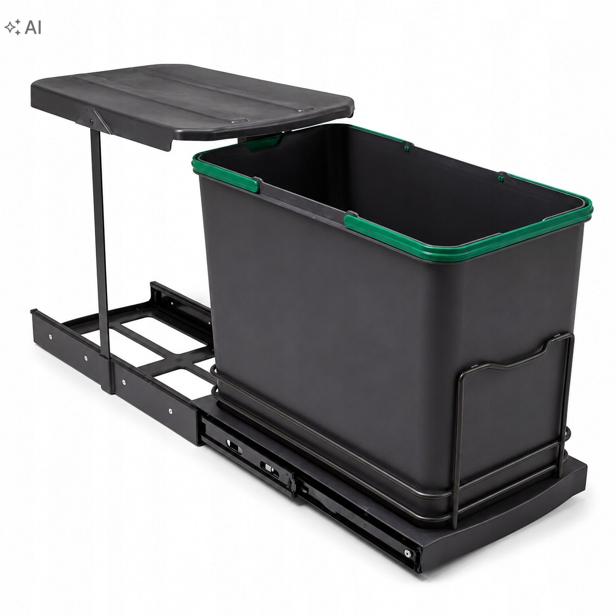 Emuca Recycle kosz na śmieci do szafki wysuwany 24L antracyt 8133623 — zdjęcie 2