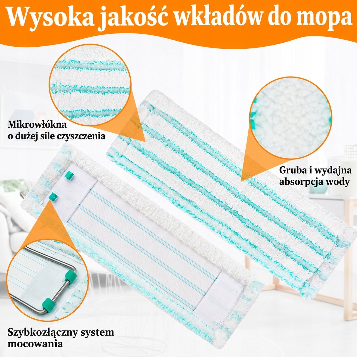 6x wkład do mopa Leifheit Profi XL Micro Duo Cotton Plus 47 cm — zdjęcie 4