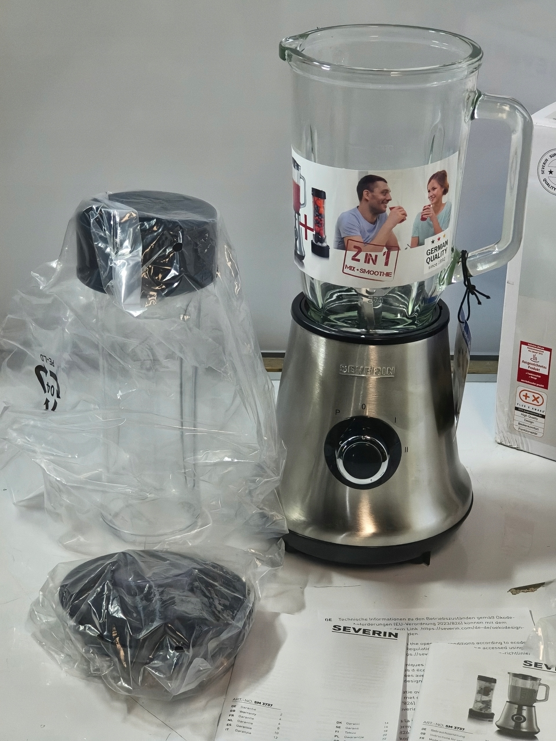Blender kielichowy Severin 2w1 Smoothie Mix&Go 500W szklany stal nierdzewna — zdjęcie 11