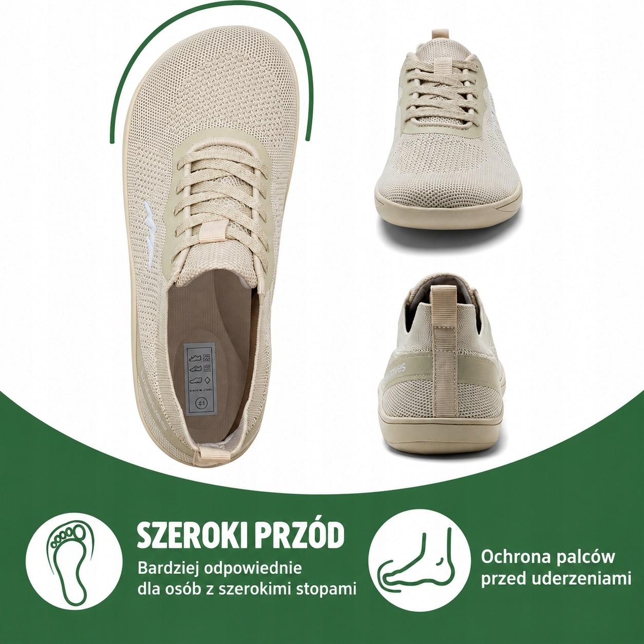 Watelves Buty męskie barefoot szerokie oddychające lekkie beżowe rozmiar 42 — zdjęcie 5